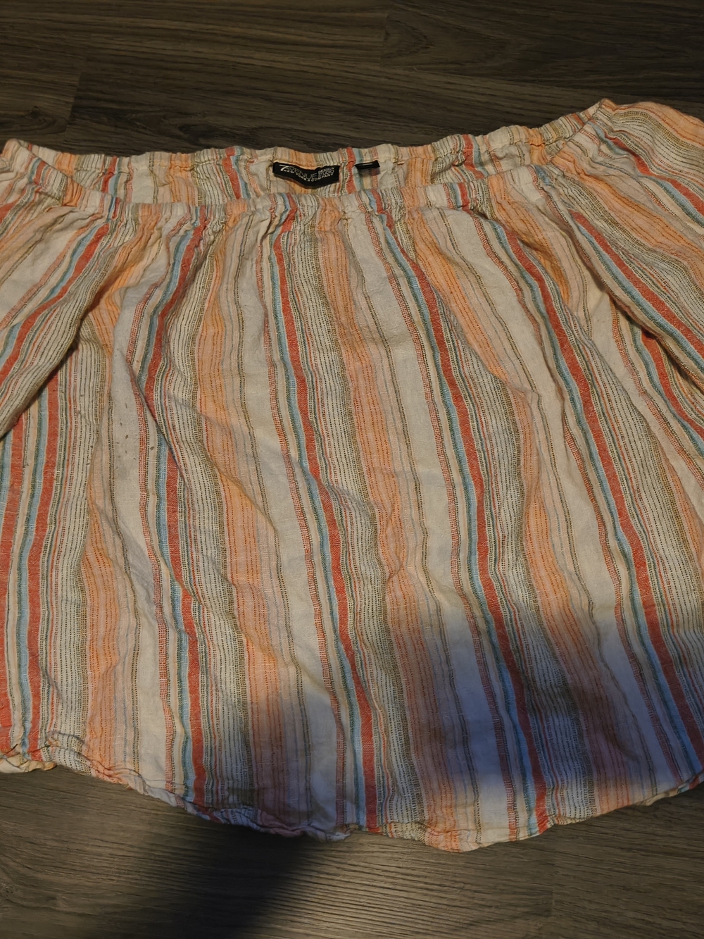 New York & Company Striped Circle Skirt in Orange, Blue & Cream